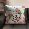 Cute Lover Korean Line P-Puppy Cushion Cover Natural Linen Organic Fabric Double-Sided Printing Sofa Home Decor Gift Pillow Case