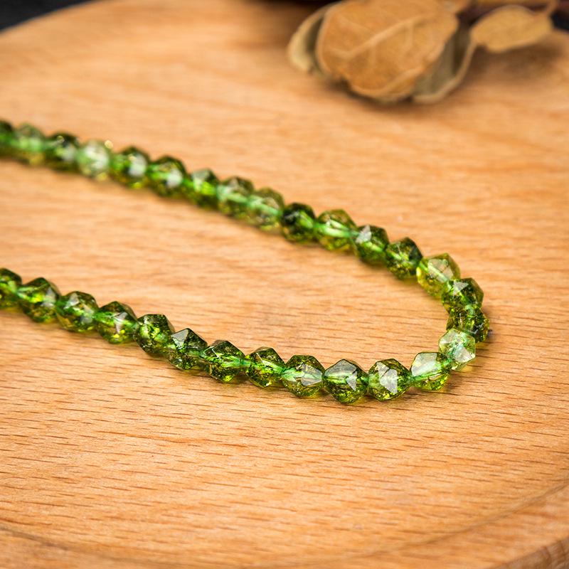 Natural Green Olive & Red Vein Morganite Strawberry Quartz Faceted Round Loose Beads