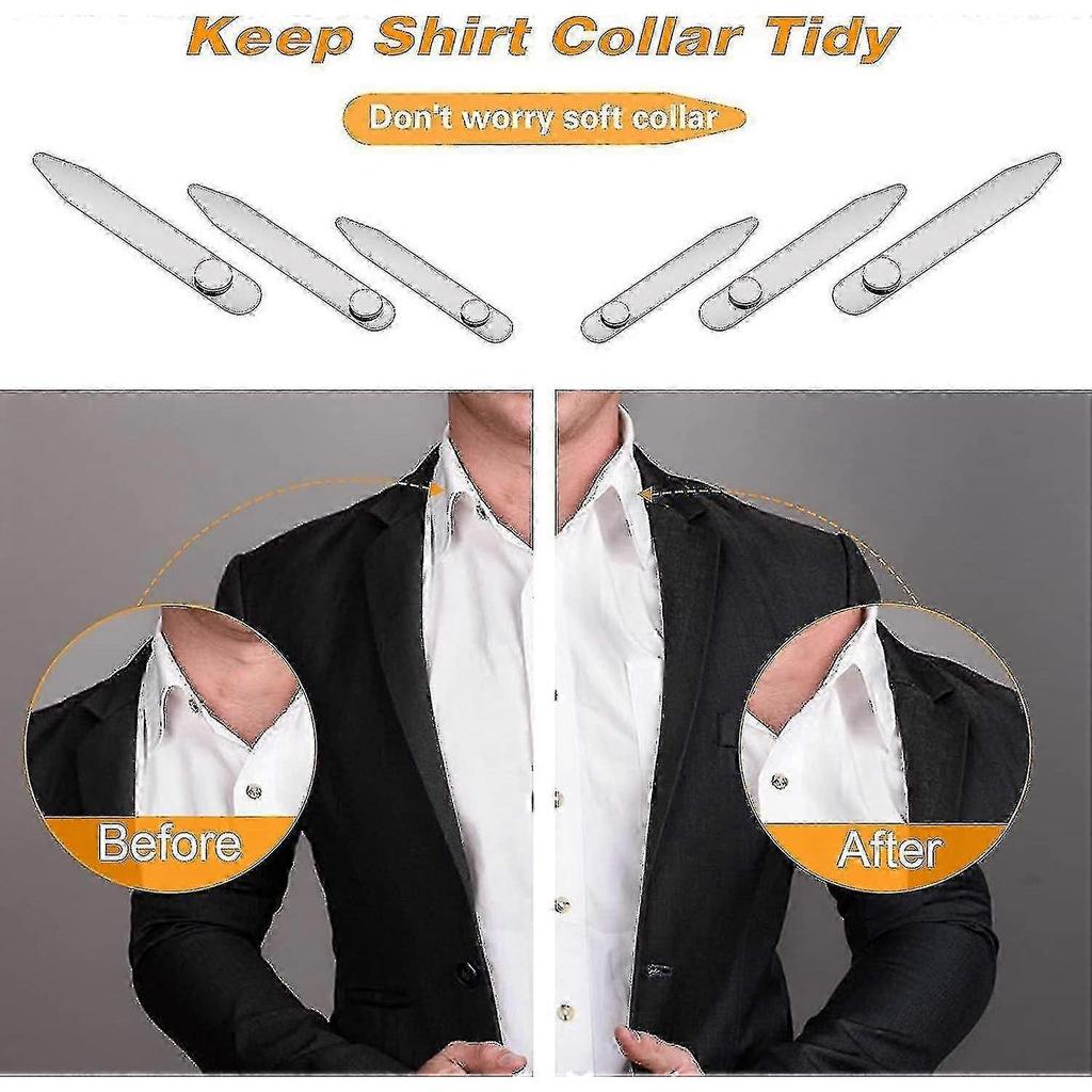 3 Pairs Of Stainless Steel Collar Reinforcement, Collar Stay Shirt Collar Botao