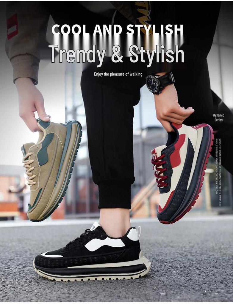 Men's Versatile Youth Running Shoes - Sports Casual Thick Sole Black Cortez Dad Sneakers