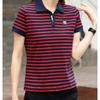YYFS Damemote Uformelt sommer Vår Stripe Print Kortermet POLO-hals bluser og skjorter