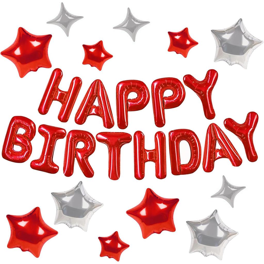 Happy Birthday To Xiyin Tk Aluminum Film Balloon Five-Star Cross Star Set Children'S Birthday Party Decoration