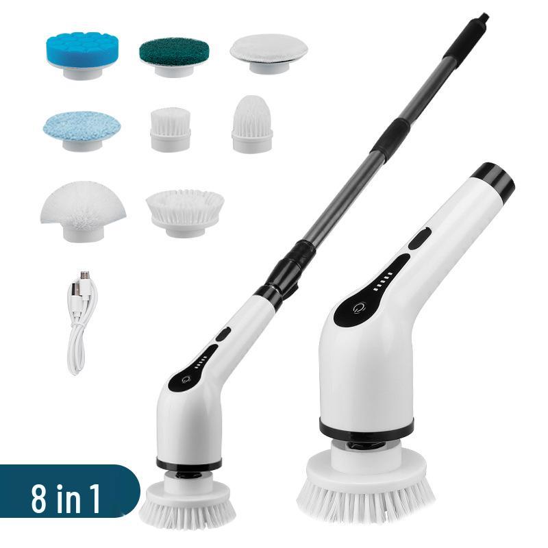 7-i-1 Sladdlös Elektrisk Rengöringsborste med Utdragbart Långt Handtag för Badrum och Golv