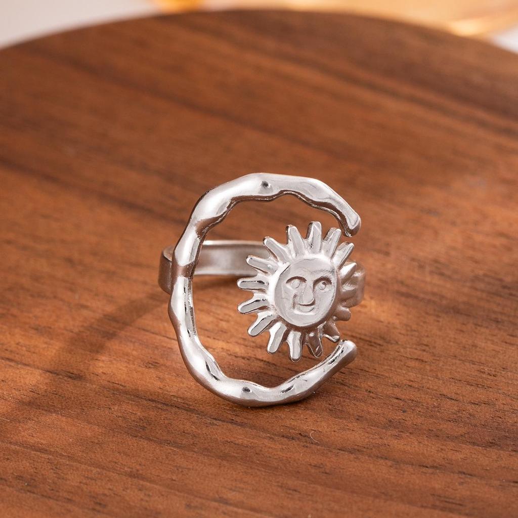 Stainless Steel Adjustable Open Ring - Colorfast Titanium Jewelry