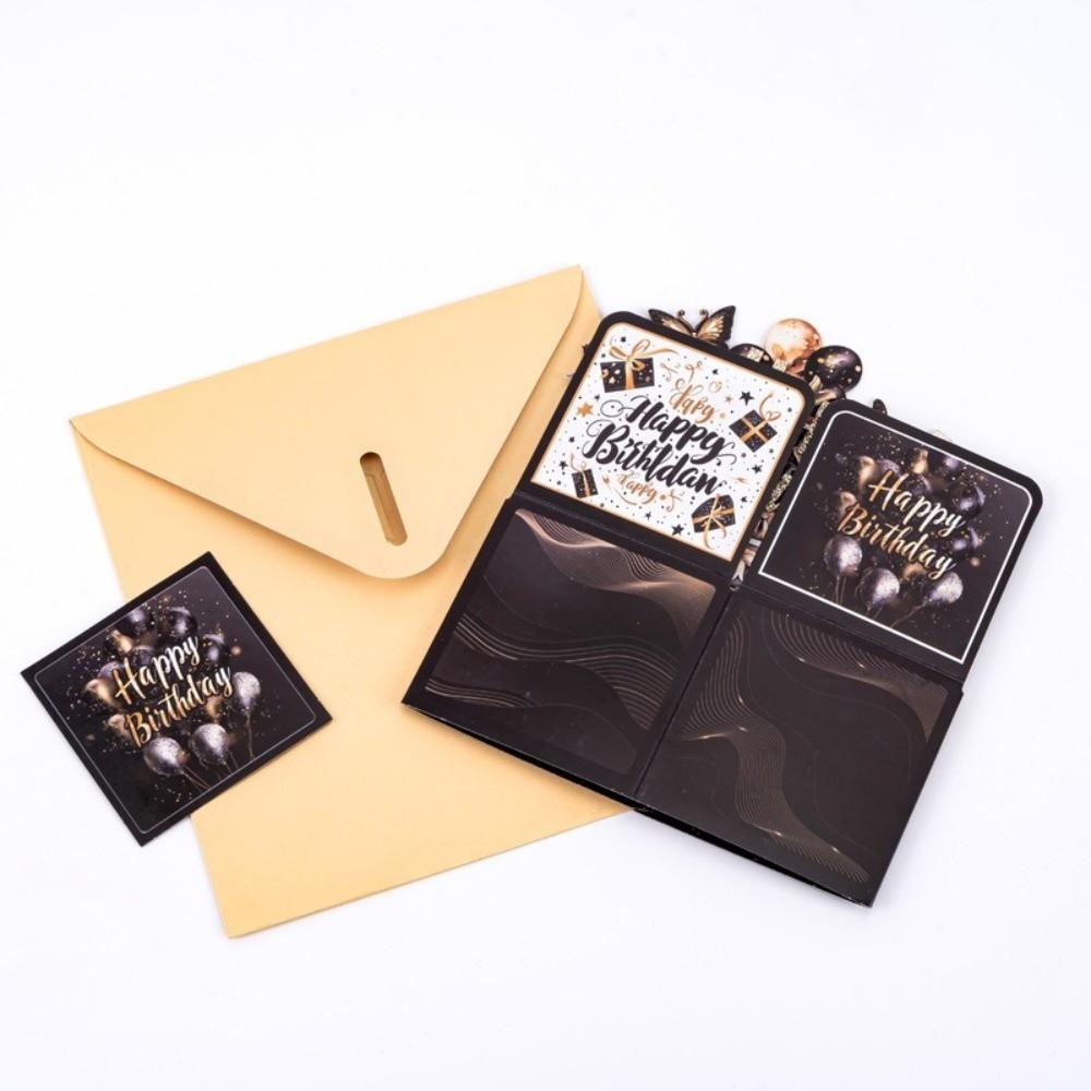 With Envelope 3D Birthday Card Cartoon Flowers Theme Pop-Up Birthday Card Butterfly Design Message Card Invitation Card