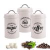 3Pcs Metal Round Kitchen Container With Airtight Lid Tea Coffee Sugar Canister Jar Moisture Proof Coffee Beans Storage Jar