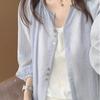 Summer New Women's Linen Sunscreen Shirt Short Coat Light Wear Small Cardigan Loose Long-sleeved Top