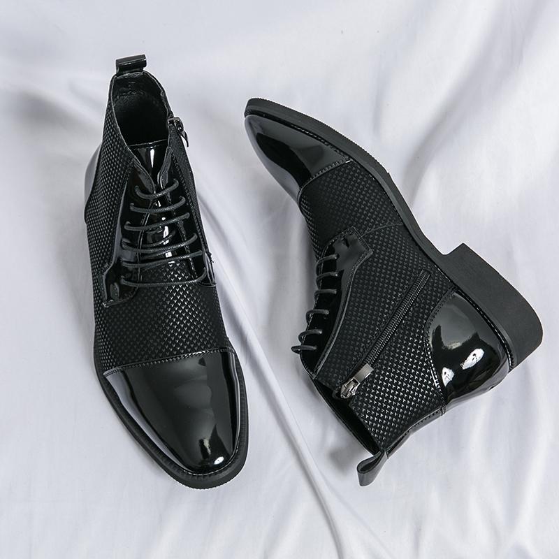 Pánské kotníkové boty Vzor kohoutí stopy Ležérní Retro Pánské boty Wingtip Společenské Tuxedo Svatební boty