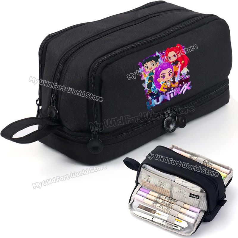 High Quality Kpop Demon Hunters High-capacity Pencilcase Rumi Mira Zoey Girl Stationery Pouch Cartoon Student Pencil Bag School Supplies
