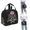 Red Roses With Guns And Skull Design Zip Hoodie Insulated Lunch Bag for Women Children Food Boxes Thermal Lunch Box Tote