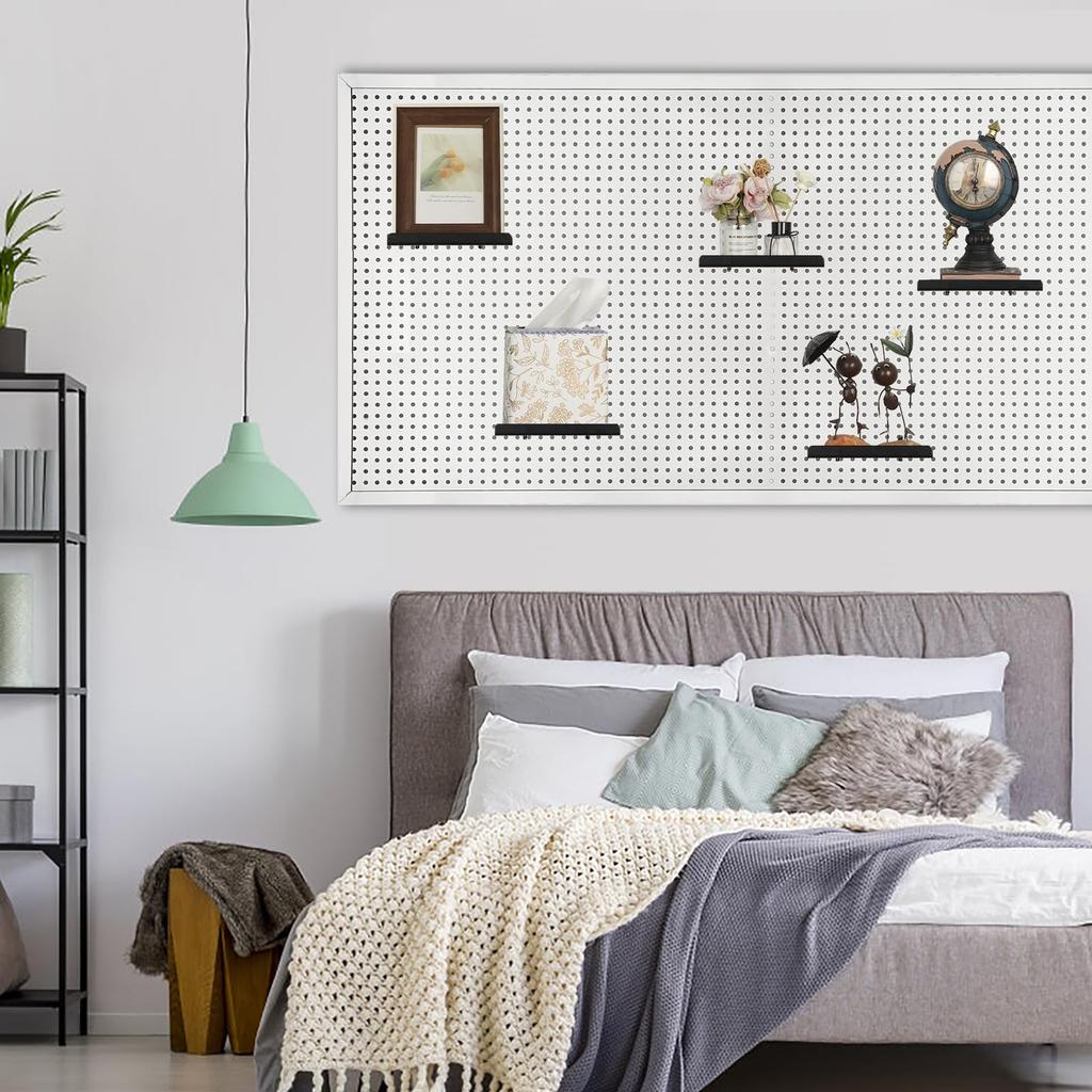 Sumnacon 6-Piece Set Pegboard Tray, Easy Installation Mini Shelf for Pegboards, Black, Size S