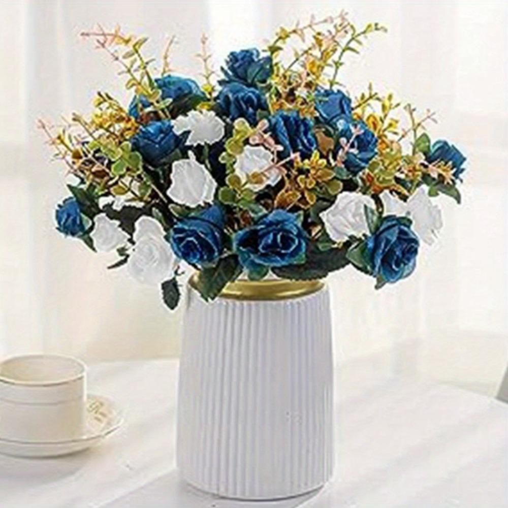 2 Bunches Artificial Silk Flower Roses Plastic Suitable for Plant Decoration of Family Hotel Wedding Christmas Office Table