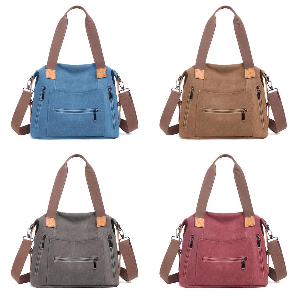 Canvas Tote Bag For Women Large Capacity Shoulder Handbag With Zipper Closure For Travel And Casual Use