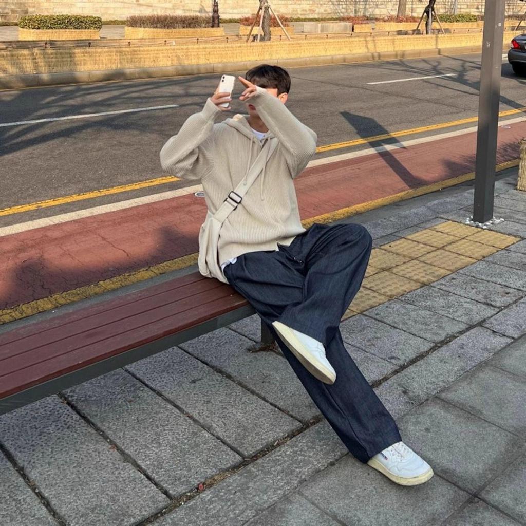 Men's 2024 Korean Style Double Zipper Hooded Knit Cardigan - Autumn/Winter Versatile Trendy Couple Style Sweater