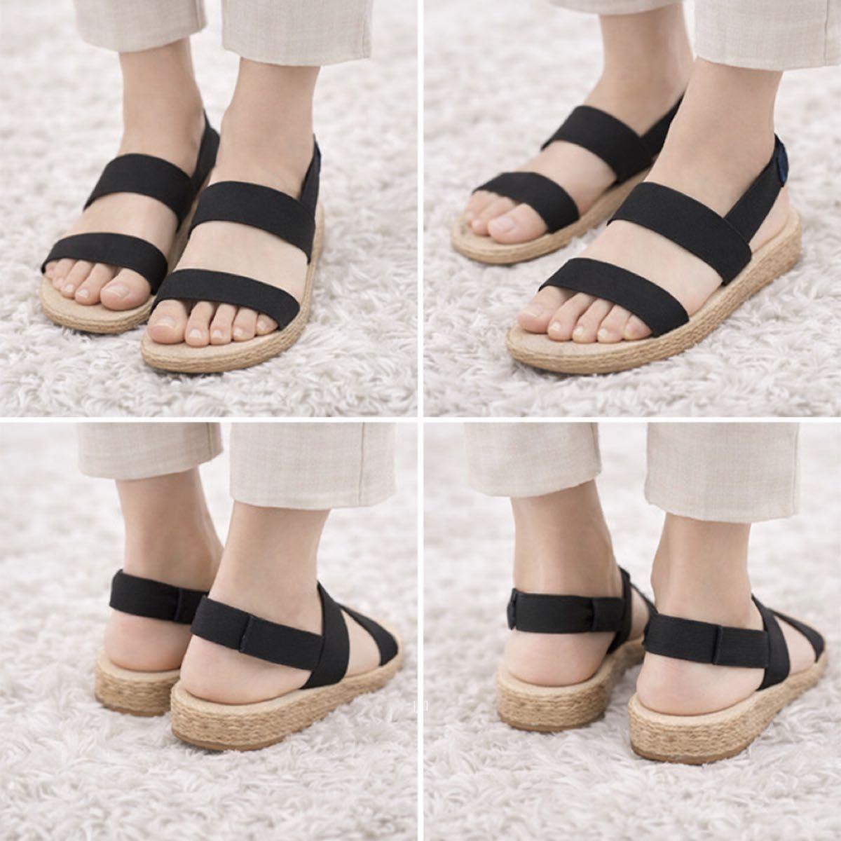 earth musicecology strap sandals black simple