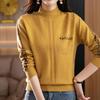 Half Turtleneck Warm Sweater for Women Short Solid-color Loose Knitted Sweater for Autumn and Winter Casual Long-sleeved Pullover
