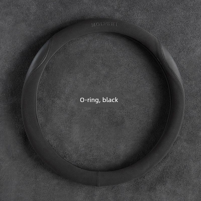 

Car Steering Wheel Cover, Faux Fur, Universal for All Seasons, Sweat-Absorbent, Non-Slip, Unisex, D-Type, Summer Car Steering Wheel Cover [Black] O Type