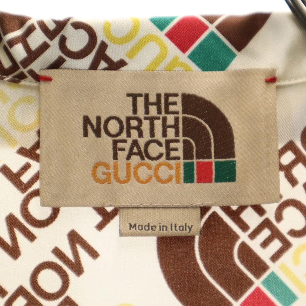 unused GUCCI Made in Italy North Face collaboration silk Total logo Short sleeve shirt Men's Used