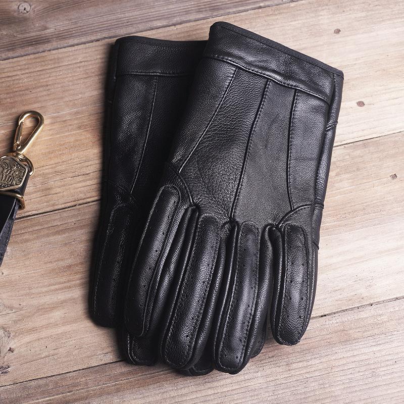 Leather Gloves Men's Locomotive Cowhide Cycling Driving Men's Sheepskin Household Cycling Motorcycle Motorcycle Retro Gloves