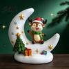 Glowing Desktop Decorations Christmas Moon Night Light with Santa Claus, Resin Decoration Warm LED Home Decor Glow, Holiday Tabletop Ornament for Desk