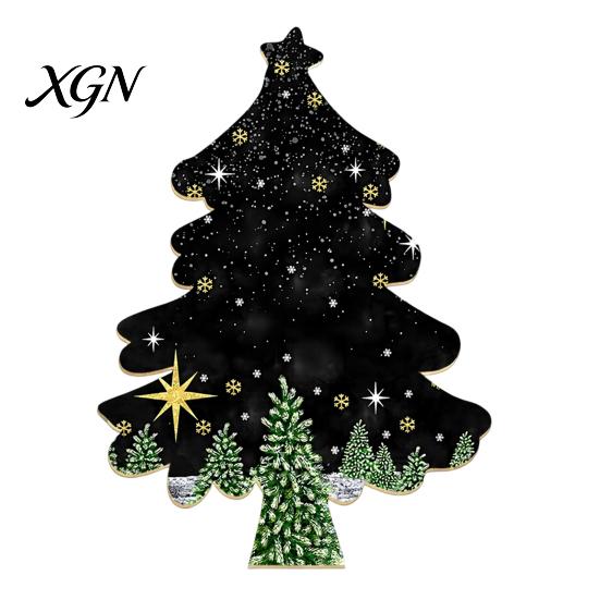 Festive Home Decor Accents Colorful Christmas Tree Tabletop Decor, Wooden Plaid Patterned Xmas Signs with Small Party Favors Merry Greetings,