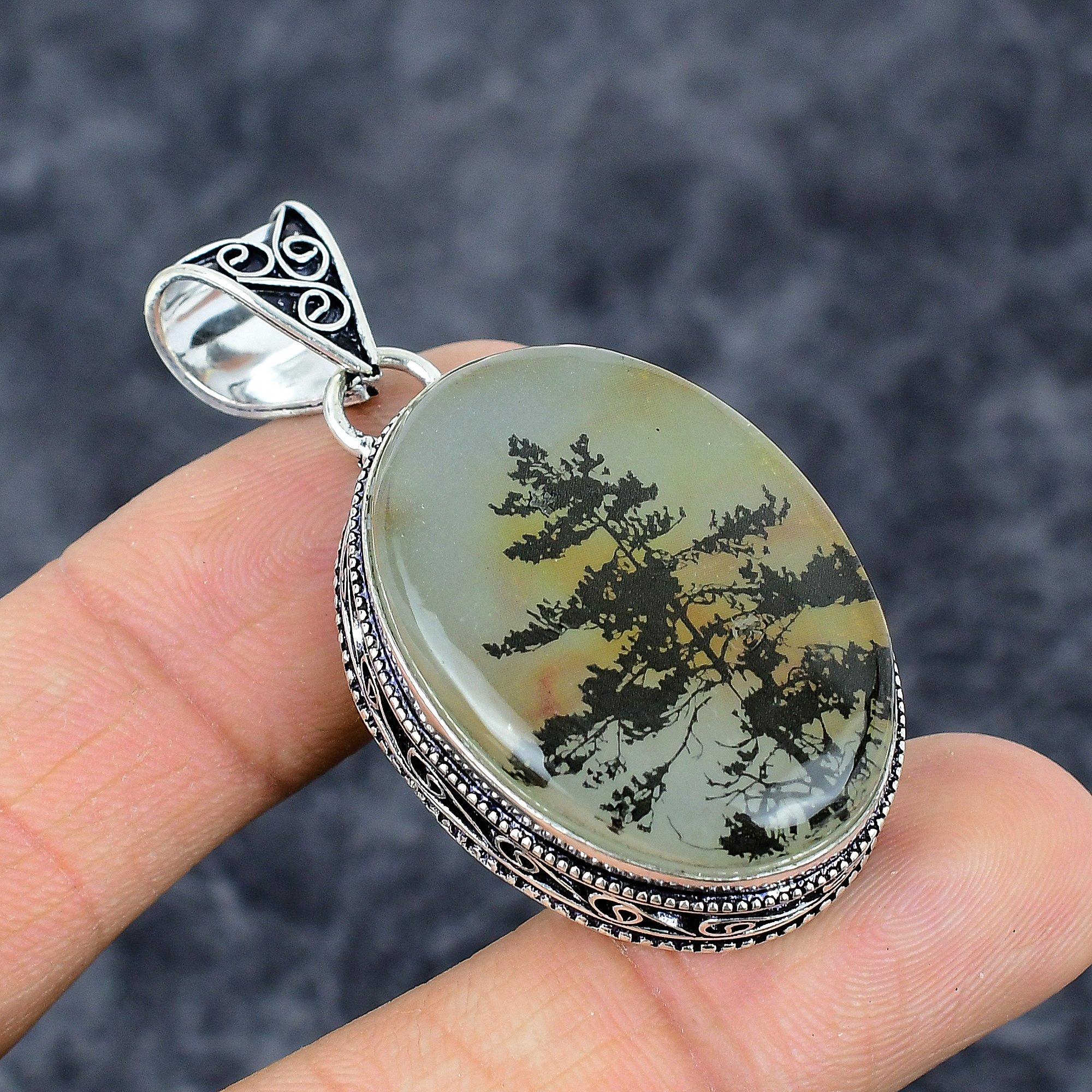 

Dendrite Opal Gemstone Handmade 925 Sterling Silver Jewelry Pendant 2.09 M-3276