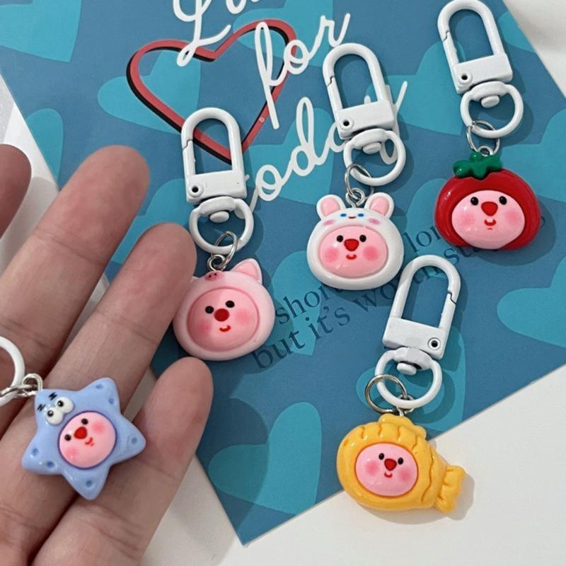 Cute Resin Keychain Loopy Keychain Resin Cartoon Doll Pendant Cute Accessories Perfect Gift for Woman Girls Children