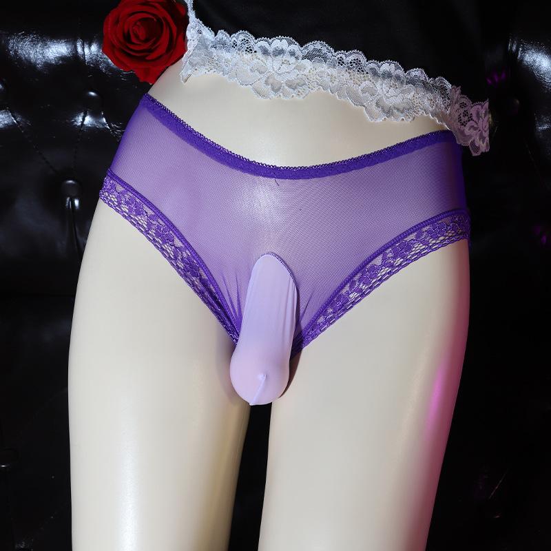 Large Size Gay Men Sissy Lingerie Sexy Mesh See Through Briefs Bulge Pouch Underwear Exotic Sex Crossdress Panties Gay Underpant