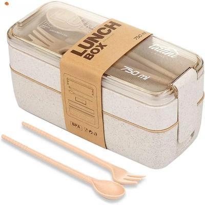 2026 New Compartment Wheat Straw Bento Box Reusable Tableware Lunch Containers Meal and Snack Food Containers Portable Lunch Box