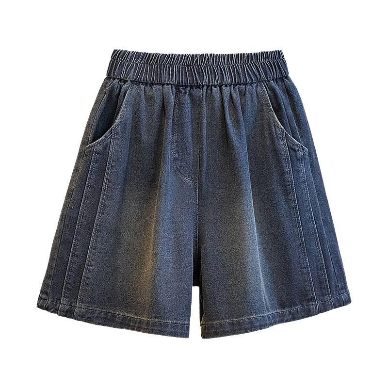 Women's Summer Retro Denim Shorts - Loose Fit, Plus Size, Slimming, Elastic Waist, Wide Leg Design