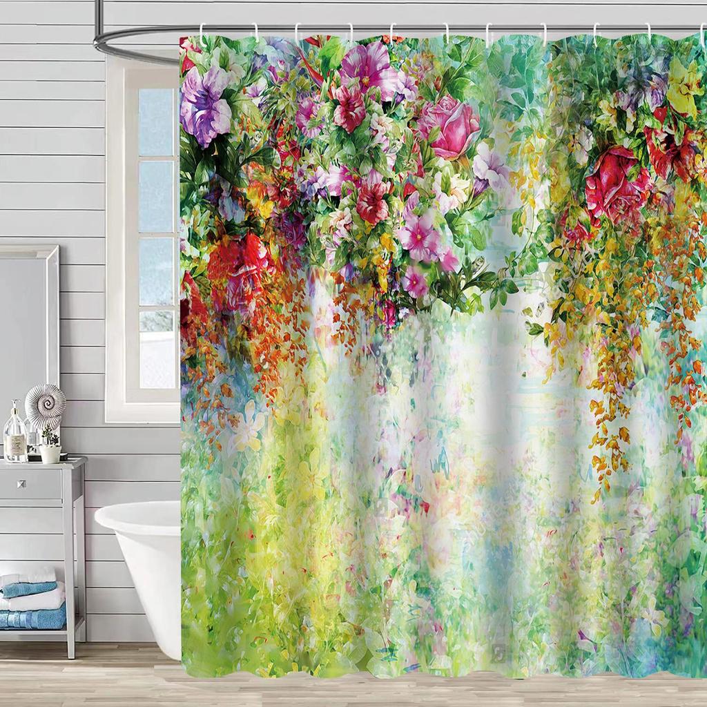 Shower Curtain Waterproof And Mildew-Proof 3D Digital Printing Plant Stone Printing Shower Bathroom Partition
