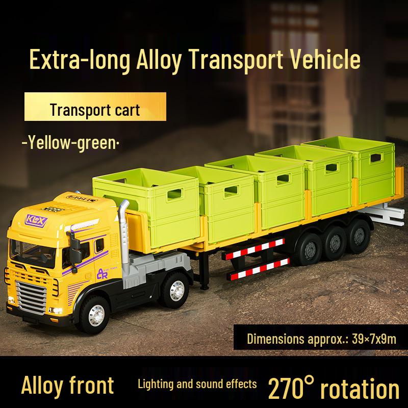 Large Alloy Cargo Transport Simulation Trailer Toy Truck for Kids