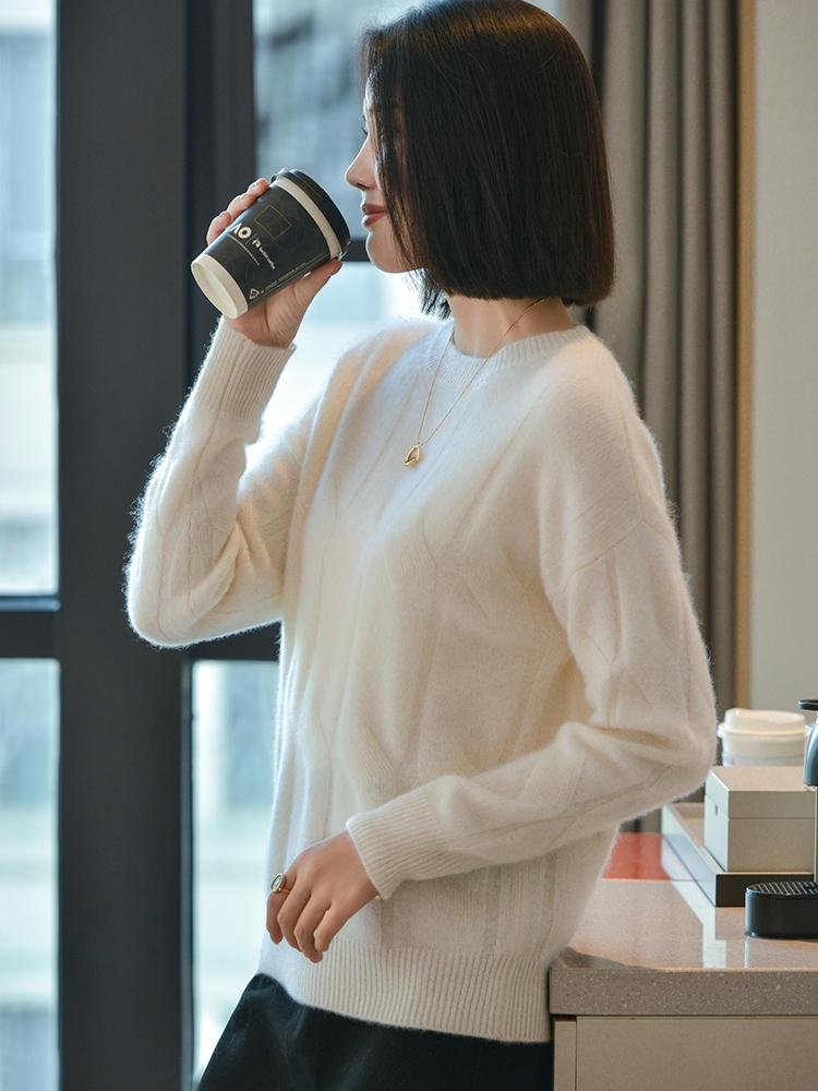 Dámský kašmírový svetr Qinghe kašmír 30% kašmír 70% vlna podzimní a zimní kašmírový svetr měkký a teplý