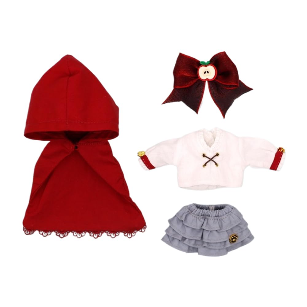Obitsu 11 OB11 Size Costume for Obitsu Dolls Little Red Riding Hood and Big Bad Wolf Cosplay Costume with Wolf Cute Costume Red Riding (11cm Body),