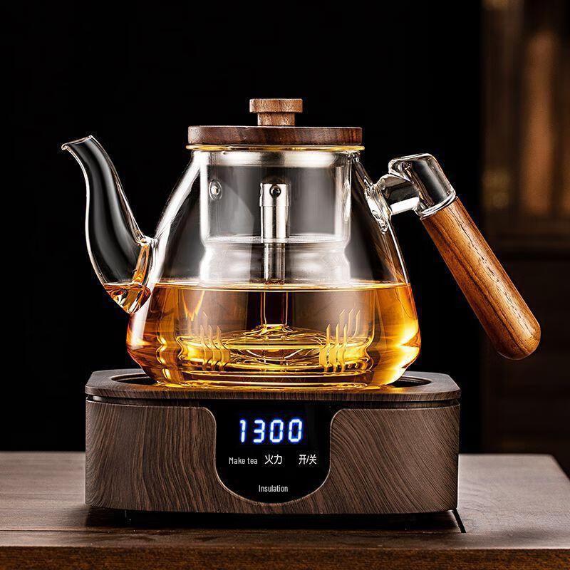 Chaxun Walnut Handle Glass Herbal Teapot for Stove
