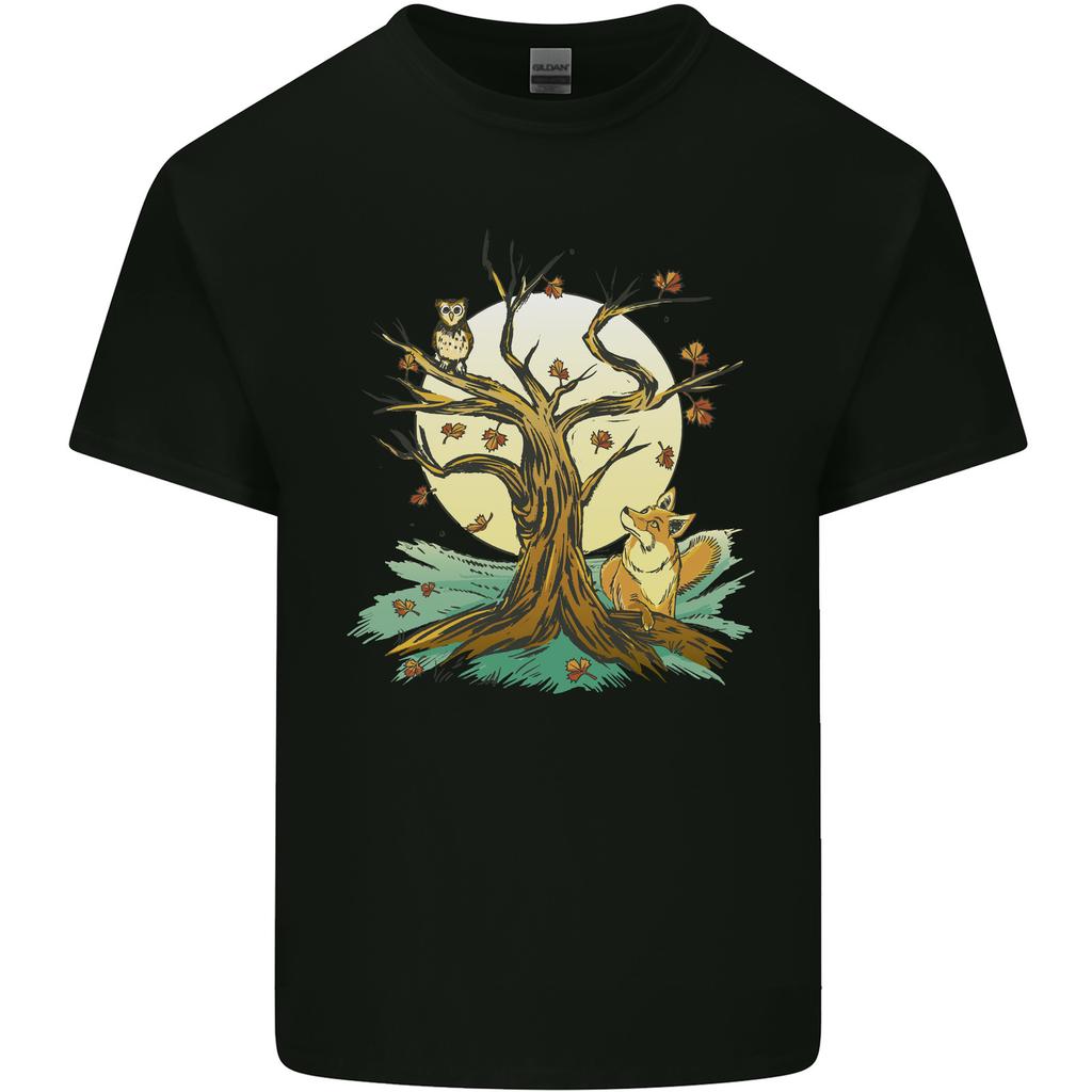 An Owl and Fox Tree Nature Ecology Unisexs Light Cotton TShirt