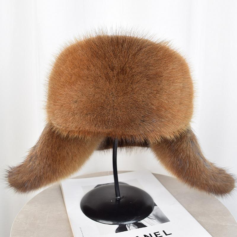Whole leather green root mink hat women's winter middle and old fur hat mink warm
