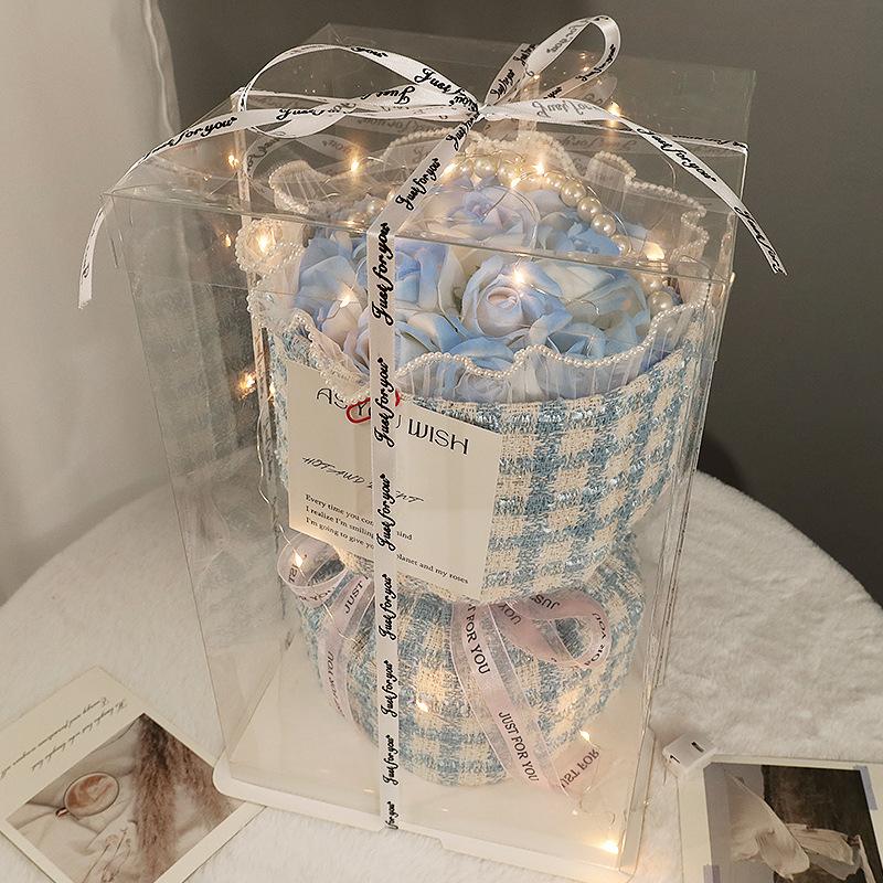 19 fejes mű rózsacsokor Valentin-napi ajándék művirág rózsa szappan csokor esküvőre, születésnapi partira DIY ajándék