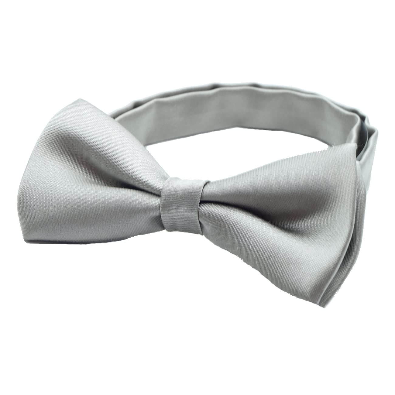 

[D+Arts] Formal Silver Bow Tie, Plain Satin Silk, Made in Japan, Nishijin Weave (Silver)