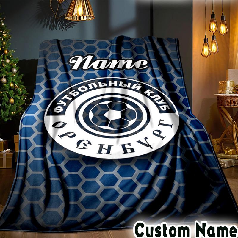 Custom Name FC Orenburg Emblem Throws Blanket Flannel Blankets for Couch Bed Gifts for Men Women Picnic Blanket Christmas Fan Gifts