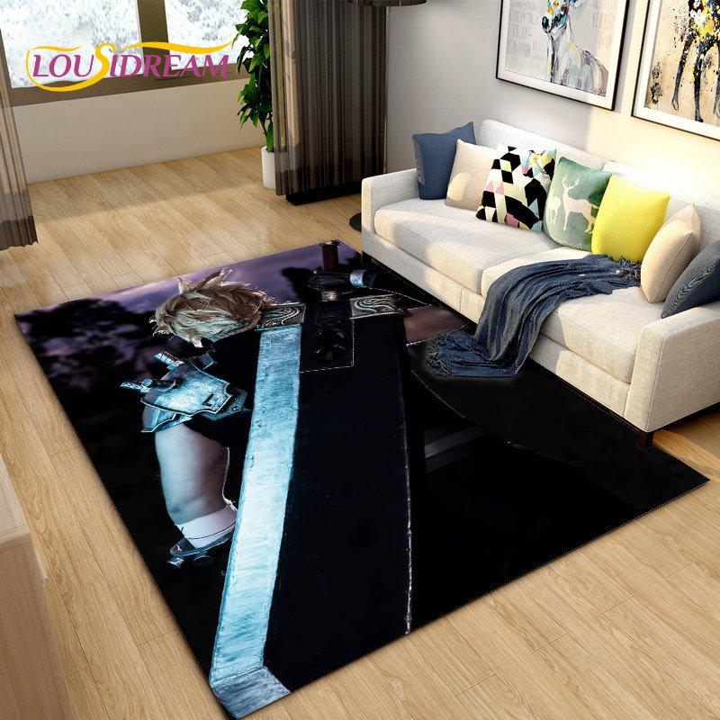 Final Fantasy 3D Printed Game Gamer Area Rug,Carpet Rug for Living Room Bedroom Sofa Doormat Decoration, Kids Non-slip Floor Mat