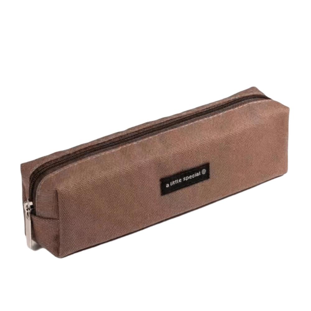 Small Size Canvas Pencil Case Solid Color Pencil Organizer Case  Stationery Storage коричневый
