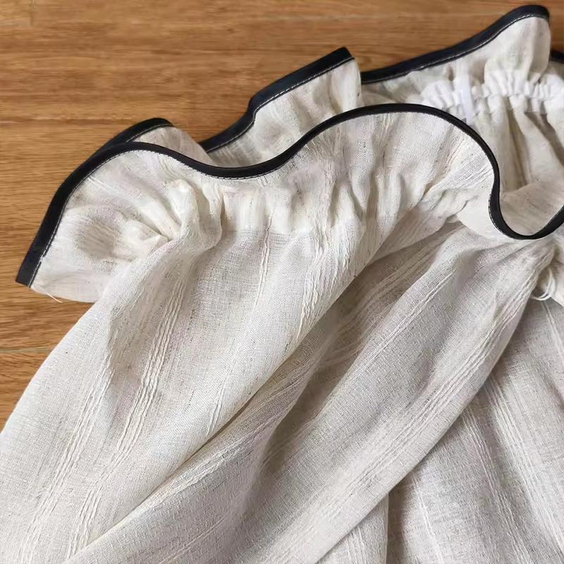 Short Kitchen Curtains Half Window Black Trim Beige Striped Sheer Voile Japanese Style Privacy Partition for Home Cafe Curtains