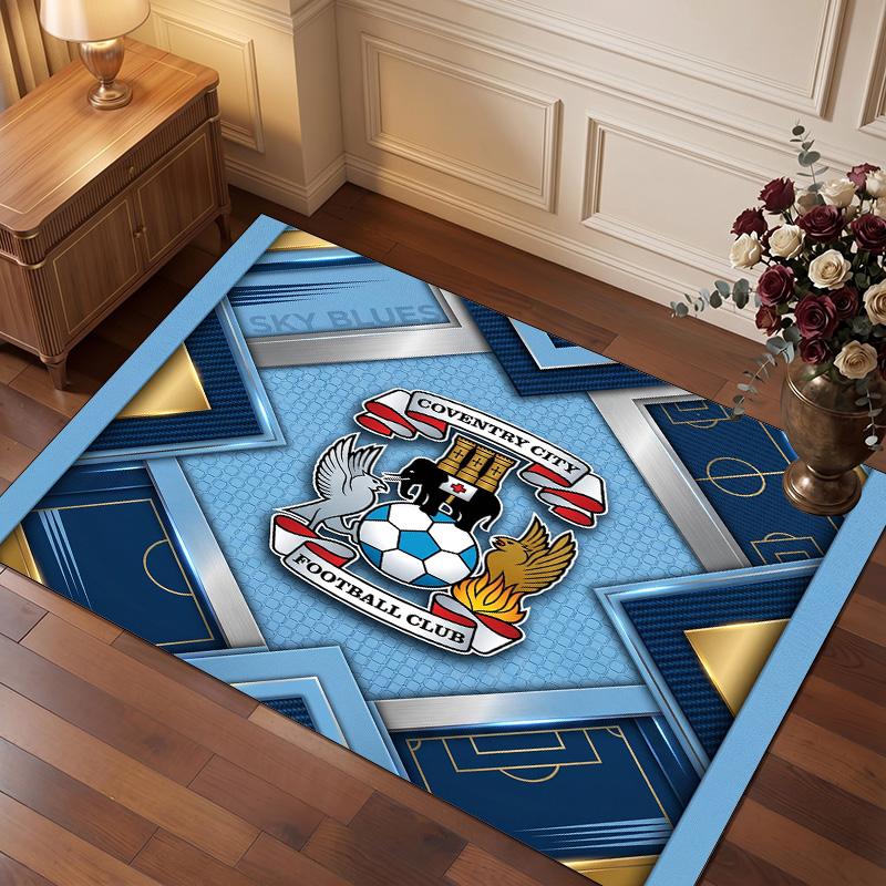 Tappeto in Velluto di Cristallo con Stampa del Coventry City Football, Comodo Assorbente d'Acqua Antiscivolo Tappeto per Pavimenti Interni