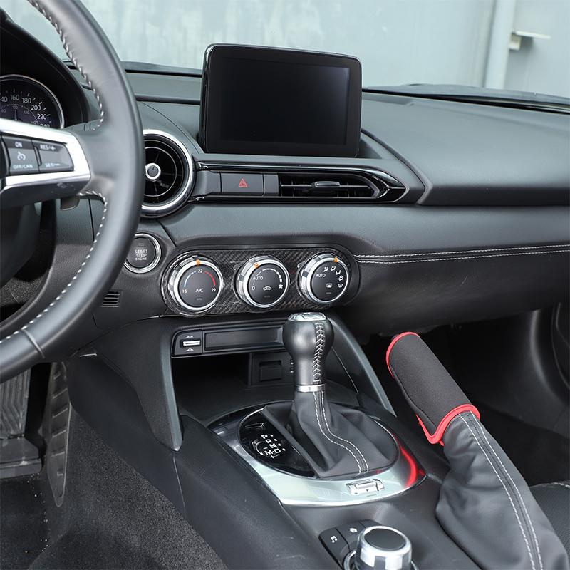For Mazda MX-5 MX5 2016-2023 Real Carbon Fiber Car Center Console Air Conditioner Adjuster Panel Frame Trim Sticker Accessories