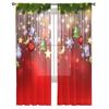 Christmas Balls Stars Snowflakes Chiffon Sheer Drapes for Living Room Bedroom Decoration Window S Curtain Curtain Panels
