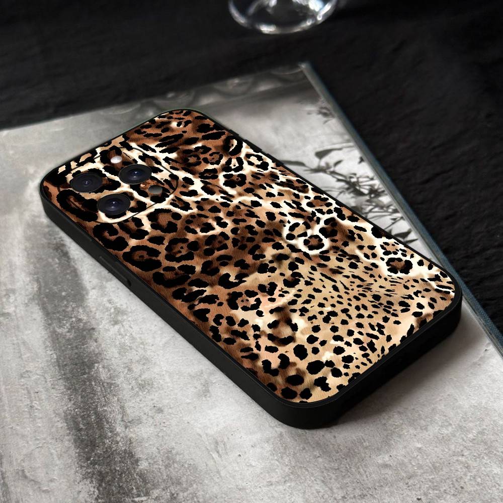 Leopard Phone Case Black Silicone Soft Shell For IPhone 17 16 15 14 13 12 11 Air Pro Max Plus Hot Sale