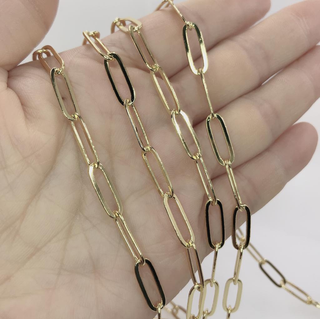 High Quality Copper 24k Gold Plated Chain Roll Brass Chain for Jewelry Making