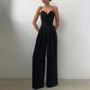 Fashion Choice Ladies Jumpsuit Wide Leg High Waist Deep V Neck Backless Sling Jumpsuit for Banquet
