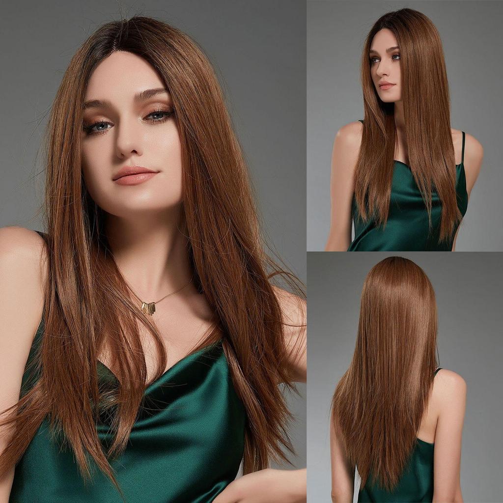 EASIHAIR Blonde Mixed Brown Lace Front Wigs Long Straight Natural Wigs for Women Silk Lace Frontal Synthetic Wig Heat Resistant